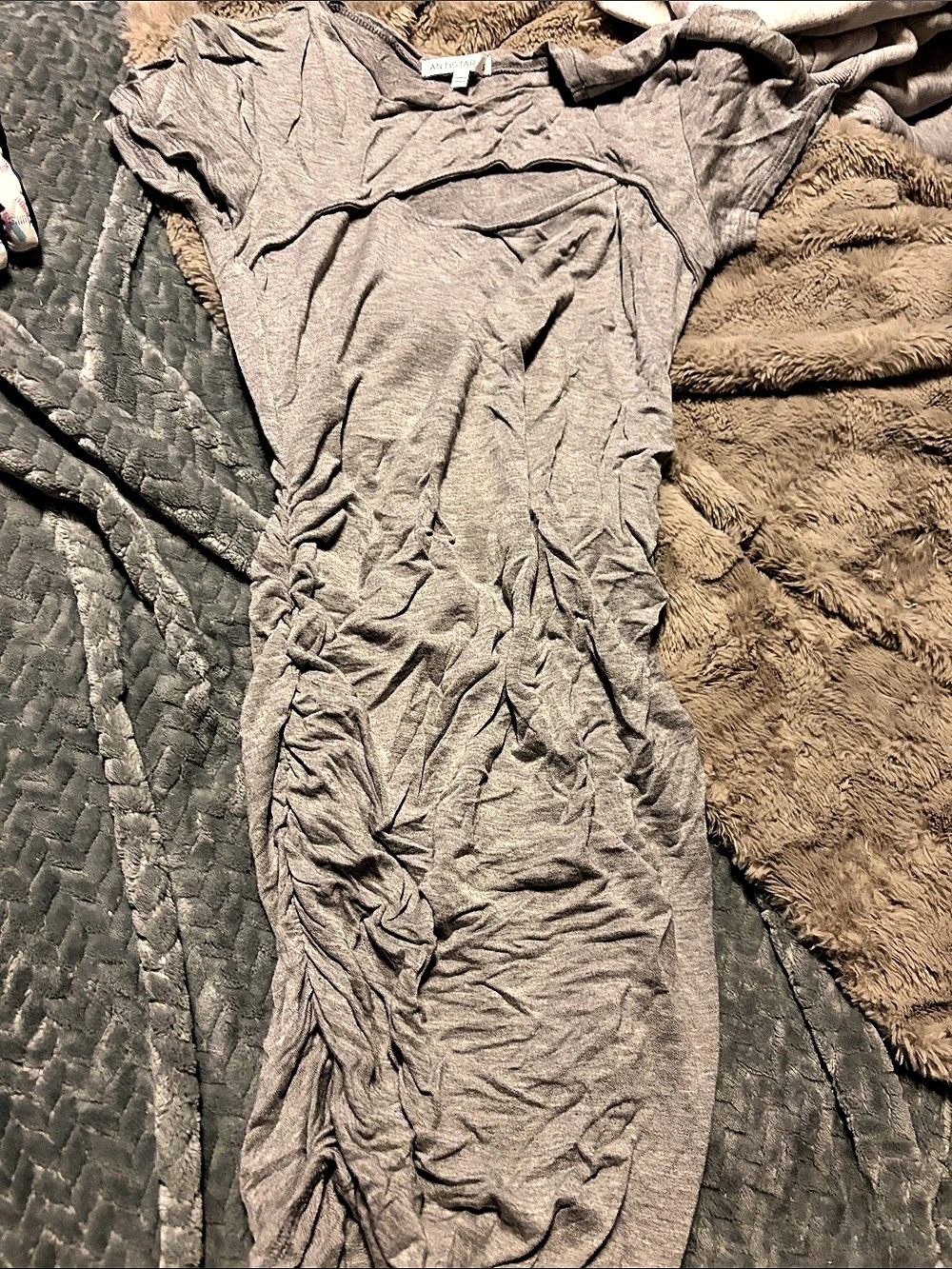 ANTISTAR Gray Ruched Dress Like New